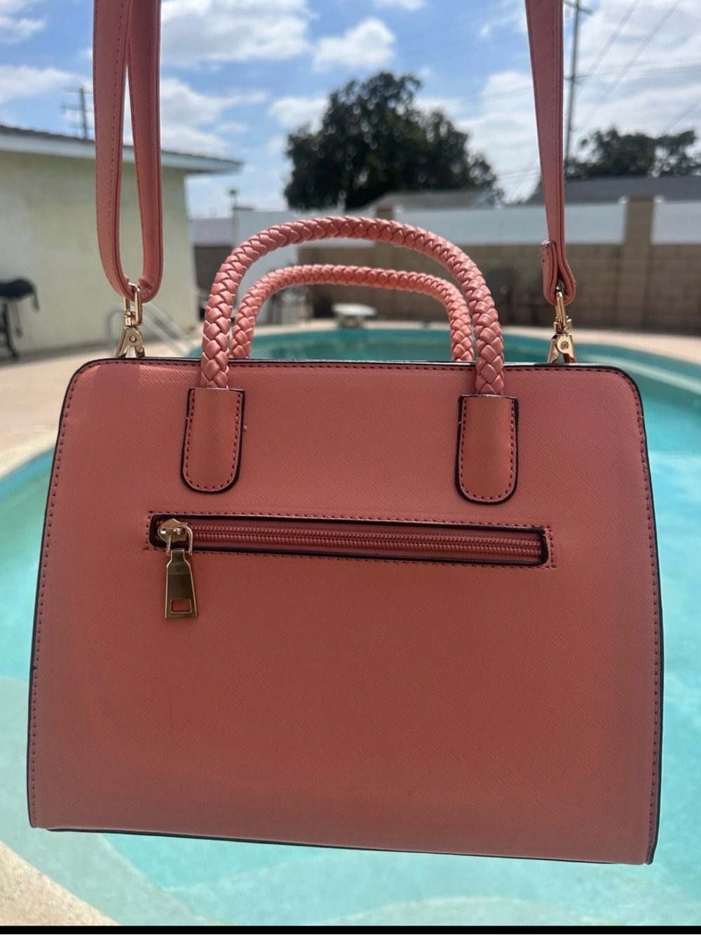 Coral Braided-Handle Women’s Shoulder Bag